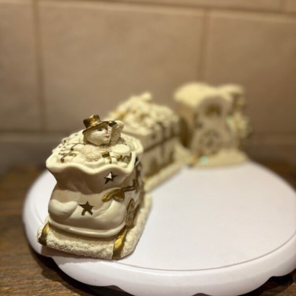 Bombay Company Christmas Santa Train White Porcelain 3 piece candle Votives - Picture 3 of 17